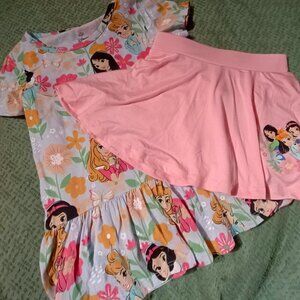 DNWOT Disney Princess Ruffle Shirt and Skort set